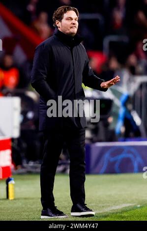 EINDHOVEN, NETHERLANDS - FEBRUARY 20: head coach Edin Terzic (Borussia Dortmund) looks on during the UEFA Champions League 2023/24 match of PSV Eindho Stock Photo