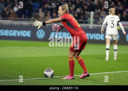 Germany goalkeeper Merle Frohms during the UEFA Women's Nations League, Semi-final football match between France and Germany on February 23, 2024 at Groupama Stadium in Decines-Charpieu near Lyon, France - Photo Jean Catuffe/DPPI Credit: DPPI Media/Alamy Live News Stock Photo