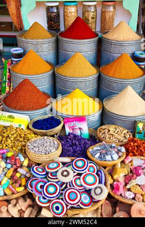 Spices, Souk, Medina de Marrakech, High Atlas, Morocco Stock Photo