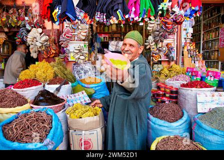 Spices, Herbalism, Medina de Marrakech, High Atlas, Morocco Stock Photo