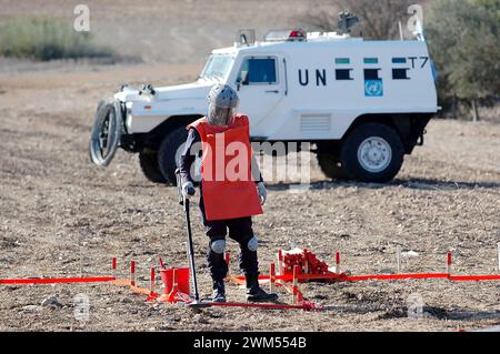 Start of the de-mining operations in the buffer zone between Greek and Turkish Cypriots. Stock Photo