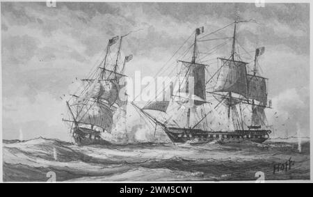 Battle between US frigate Constellation and French frigate Stock Photo ...