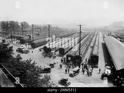 Train Station, Baltimore & Ohio Railroad Freight yard north of Union Station, N.E., Washington, D.C. Eckington Yards, 1923 Stock Photo