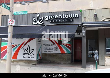 Windsor, Ontario, Canada - September 17 2023:storefront  of Greentown Cannabis store Stock Photo