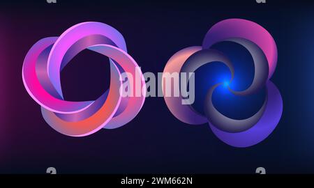 abstract glowing multi-colored pattern on a dark background Stock Vector
