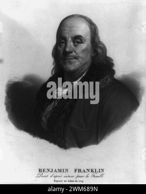 Benjamin Franklin - peint d'après nature pour la famille - exposé au Salon de 1779 Stock Photo