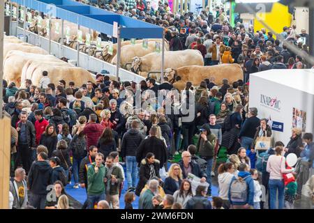 Paris, France. 24th Feb, 2024. © PHOTOPQR/OUEST FRANCE/Mathieu Pattier ; PARIS ; 24/02/2024 ; Samedi 24 février 2024, premier jour de la 60ème édition du salon international de l'agriculture de Paris porte de Versailles . Illustration du hall 1 . Paris, France, February 23, 2024.60th International Agricultural Show at the Porte de Versailles. Credit: MAXPPP/Alamy Live News Stock Photo