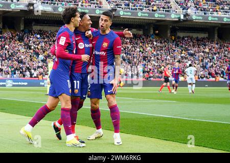 Raphael Dias Belloli Raphinha of FC Barcelona celebrates with his teammates after scoring the 1-0 Credit: PRESSINPHOTO SPORTS AGENCY/Alamy Live News Stock Photo