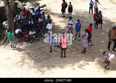 General views of students attending St. Paul's Anglican Senior Secondary School in Bo, Sierra Leone, Africa. Stock Photo