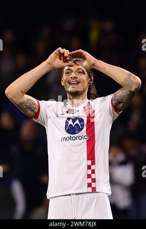 Salerno, Italy. 24th Feb, 2024. Milan Djuric of AC Monza gestures during the Serie A football match between US Salernitana and AC Monza at Arechi stadium in Salerno (Italy), February 24th, 2024. Credit: Insidefoto di andrea staccioli/Alamy Live News Stock Photo