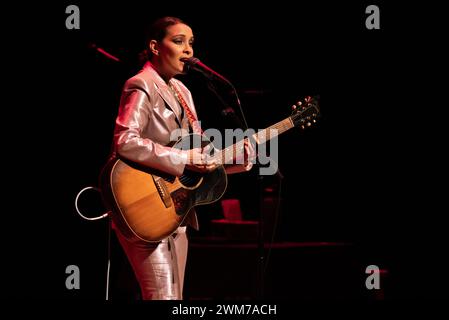 Fort Lauderdale, USA. 23rd Feb, 2024. Gaby Moreno performs in Fort Lauderdale, Florida on February 23, 2024. The Grammy-winning Guatemalan singer-songwriter and guitarist tours in support of her latest album. (Photo by Geoffrey Clowes/Sipa USA) Credit: Sipa USA/Alamy Live News Stock Photo