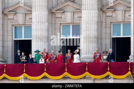 Royal Family on Balcony Buckingham Palace Westminster London following Trooping The Colour Color 2023 Stock Photo