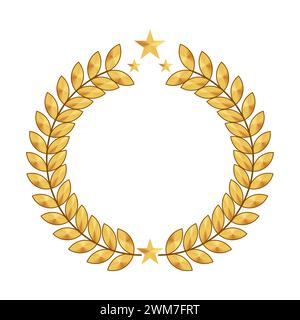 Gold laurel wreath award logo vector illustration. Laurel icon isolated on white background. Vector art. Set of foliate award wreath for cinema festival. Stock Vector