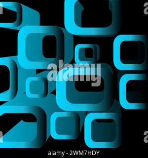 Abstract blue background with 3D squares background. Geometric shape overlap layers. Modern luxury rounded squares graphic pattern banner template. Stock Vector