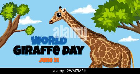 Vector graphic of a giraffe celebrating World Giraffe Day Stock Vector