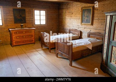 Bedrooms in the Tirolerhof Alpine House, Schönbrunn Zoo,Vienna, Austria, Europe. Stock Photo