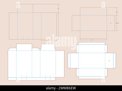 Sliding with rope handle Shoe Box Medium size- 13 X 7.50 X 4 Inch Die line Template | Pull out drawer with rope handle rigid box dieline template Stock Vector