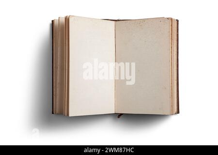 Vintage Book Isolated Blank Pages White Background Stock Photo