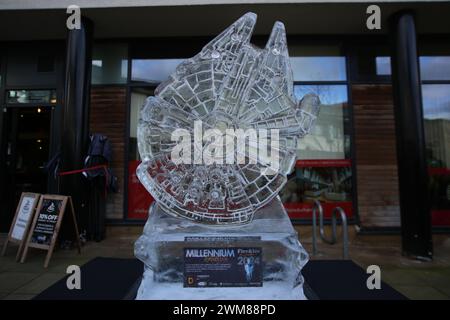 Durham, UK. 24th Feb, 2024. Ice Sculptures in the Stars of the Screen theme taking place across Durham City with live demonstrations, Durham, 24th February, 2024, Credit:DEWAlamy Live News Credit: DEW/Alamy Live News Stock Photo