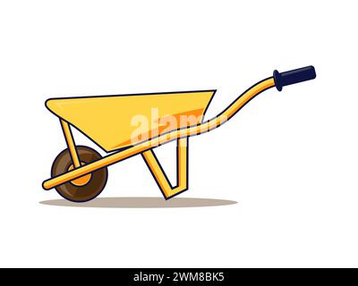 Art illustration symbol icon object work tools design handy worker logo of wheelbarrow Stock Vector