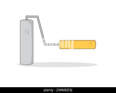 Art illustration symbol icon object work tools design handy worker logo of paint roller Stock Vector