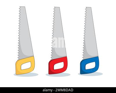Art illustration symbol icon object work tools design handy worker logo of woodsaw Stock Vector
