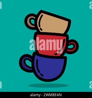 Art illustration symbol flat icon colorful design concept logo of offee day event Stock Vector