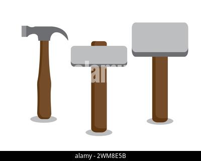 Art illustration symbol icon object work tools design handy worker logo of hammer Stock Vector