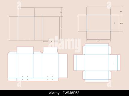 Sliding with rope handle Shoe Box Small size- 11 X 7.50 X 4 Inch Dieline Template | Pull out drawer with rope handle rigid box dieline template Stock Vector
