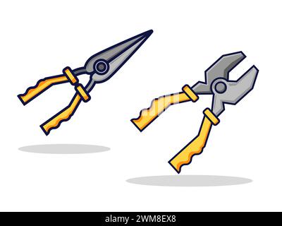 Art illustration symbol icon object work tools design handy worker logo of pliers Stock Vector