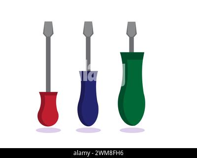 Art illustration symbol icon object work tools design handy worker logo of screwdriver Stock Vector