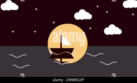 Art illustration landscape view design concept cartoon flat of scenery nature Stock Vector