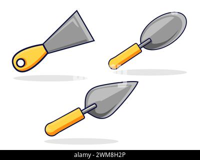 Art illustration symbol icon object work tools design handy worker logo of rough cast cement Stock Vector
