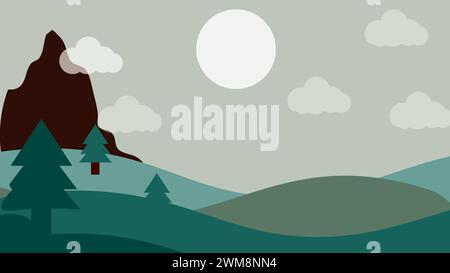 Art illustration landscape view design concept cartoon flat of scenery nature Stock Vector