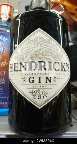 Hendricks dry gin bottle label Stock Photo