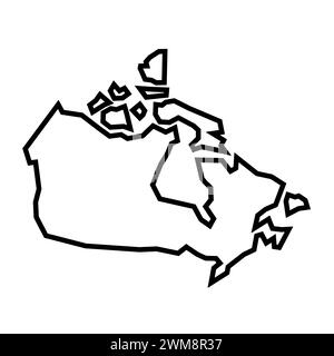 Canada country simplified map. Thick black outline contour. Simple ...