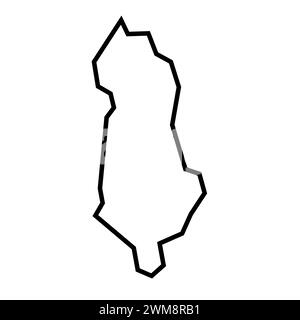 Albania country thick black outline silhouette. Simplified map. Vector icon isolated on white background. Stock Vector