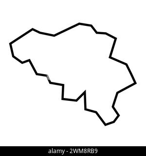 Belgium - solid black outline border map of country area. Simple flat ...