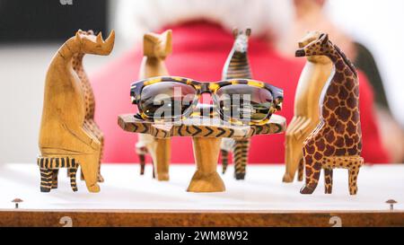 London, UK. 24th Feb, 2024. The Africa inspired Serengeti Eyewear Range. 100% Optical, the UK's largest optical industry event, opens its doors to visitors and exhibitors within the national and international optics market from Feb 24-26, 2024. Credit: Imageplotter/Alamy Live News Stock Photo