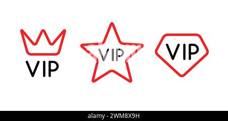 Vip line icon flat exclusive important membership badge crown. Vip icon member club Stock Vector