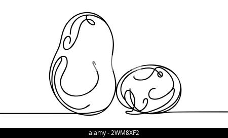 Potatoes vector illustration. One line drawing art illustration with ...