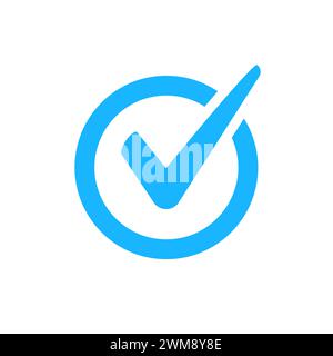 Check mark vector icon. Checkmark right symbol tick sign. Ok button correct circle icon Stock Vector