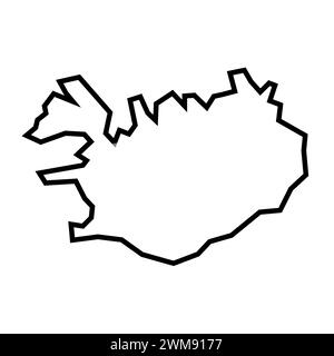 Iceland country thick black outline silhouette. Simplified map. Vector icon isolated on white background. Stock Vector