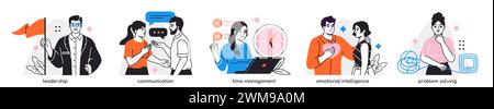 Vector Set of Soft skills for business Stock Vector