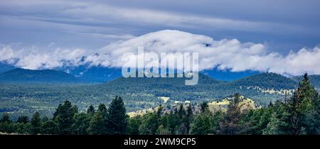 The view north from the San Francisco peaks after a summer monsoon storm. Flagstaff, Arizona. Stock Photo