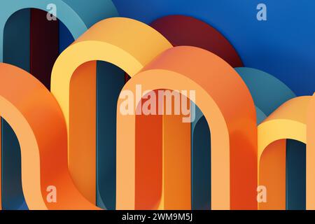 3d illustration of a  blue abstract gradient background with lines. PRint from the waves. Modern graphic texture. Geometric pattern. Stock Photo