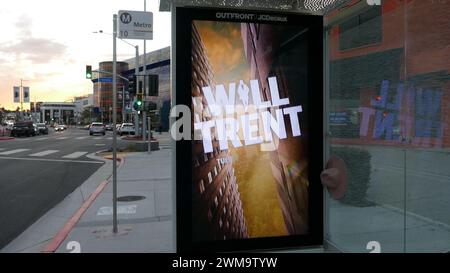 Los Angeles, California, USA 23rd February 2024 Ramon Rodriguez Will Trent Bus Stop on Melrose Avenue on February 23, 2024 in Los Angeles, California, USA. Photo by Barry King/Alamy Stock Photo Stock Photo