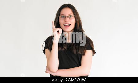Idea insight eureka solution inspired smart woman Stock Photo