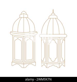 Vector silhouette of Arabic lantern ornament Stock Vector