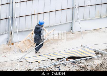 workers working at construction site Stock Photo